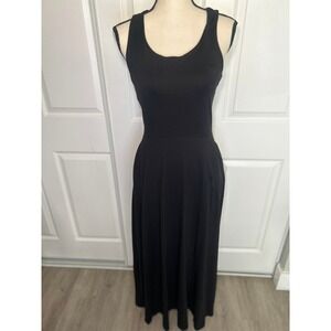 Pact Organic Cotton Maxi Dress M Black Criss Cross Back Sleeveless w Pockets